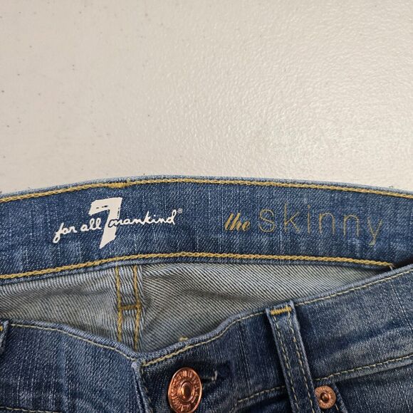 7 For All Mankind Jeans Women's 27 Blue Medium Wash The Skinny - Picture 3 of 16
